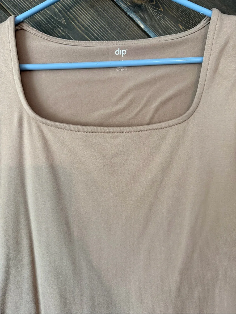 dip Long Sleeve Scoop Neck Bodysuit in Beige - Picture 2 of 2